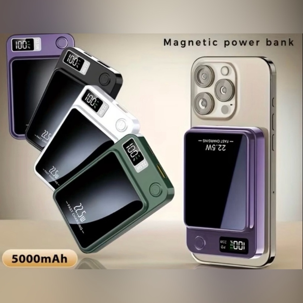 Magnetic 5000mAh Wireless Power Bank - Green